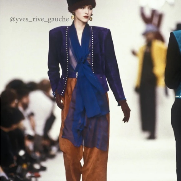 Vintage Yves Saint Laurent Rive Gauche Red Suede Jacket S M - Picture 2 of 6